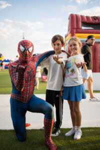 children with spiderman at National Night Out